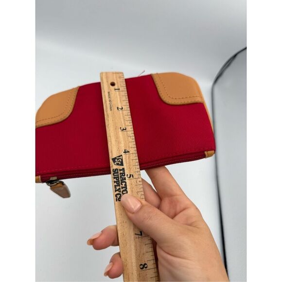 MaggiB Classic Red Brown Leather Accented Zipper Pouch - Picture 5 of 6